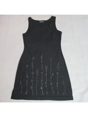 Vtg Just Choon Dress Womens Size 11 Black Beaded Sleeveless Cocktail Evening Y2K